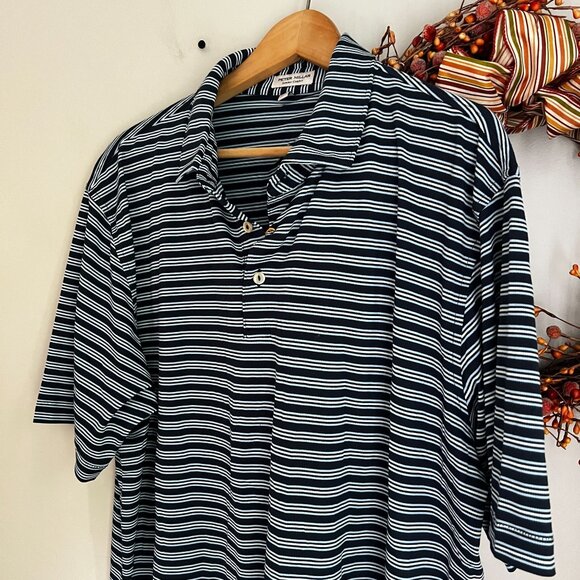 Peter Millar Summer Comfort Men's Polo Collared Shirt XTRA-LARGE Navy White - Picture 3 of 7